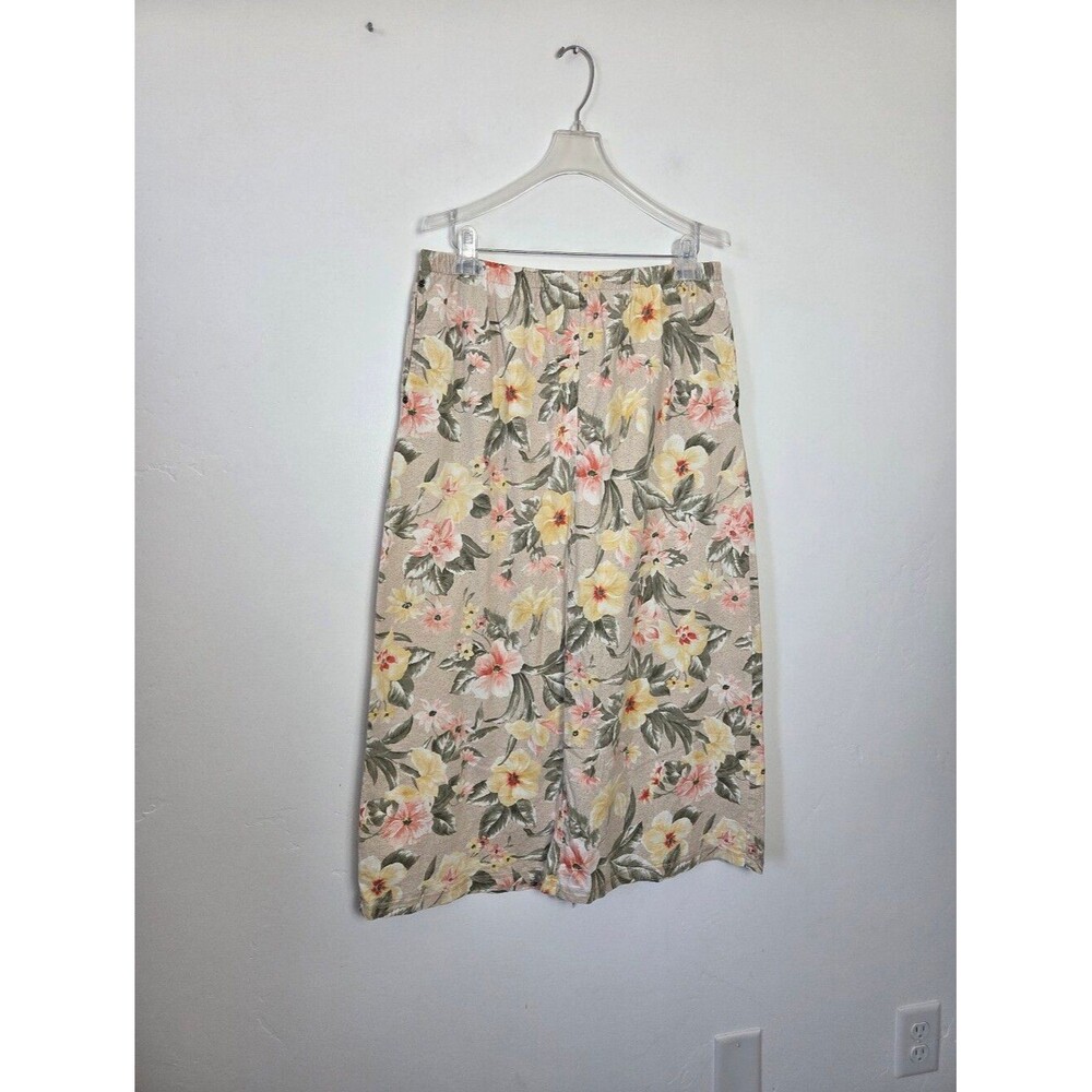 Liz Claiborne Cotton Maxi Skirt Floral Tropical Palm Beach Summer Grandmacore L
